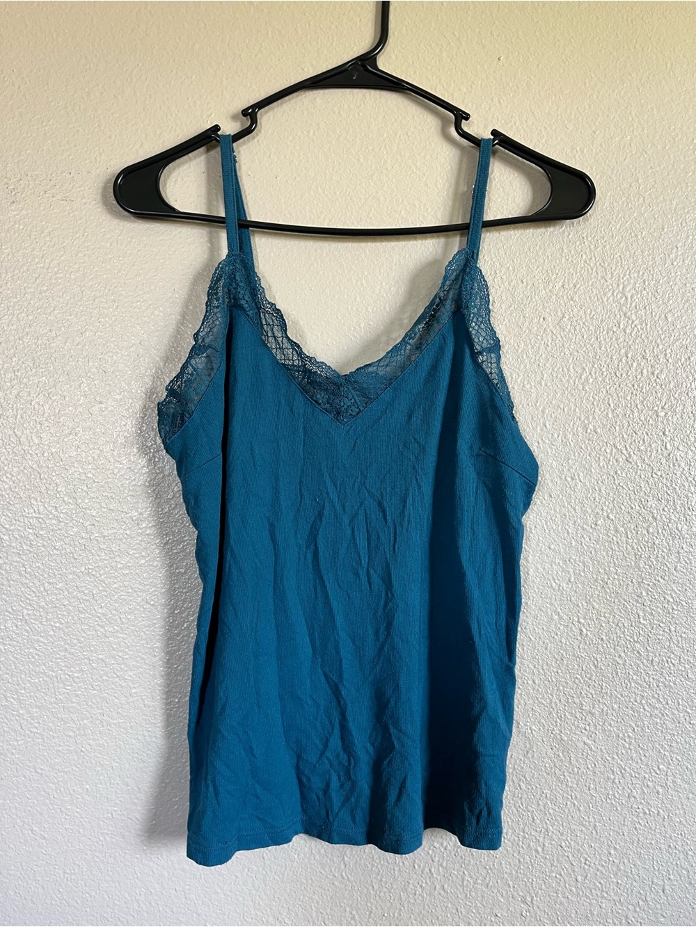 Rock & Roll Cowgirl Teal Lace Trim Cami